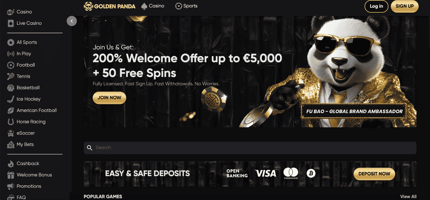 Golden Panda Betting site not on Gamstop